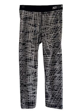 Nike Pro Black and White Scribble-Print Crop Leggings